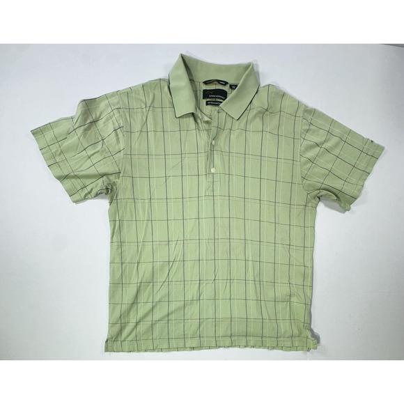 Greg Norman Collection Other - Greg Norman Green Check Polo Shirt L 60/2 Mercerized Cotton Golf Short Sleeve